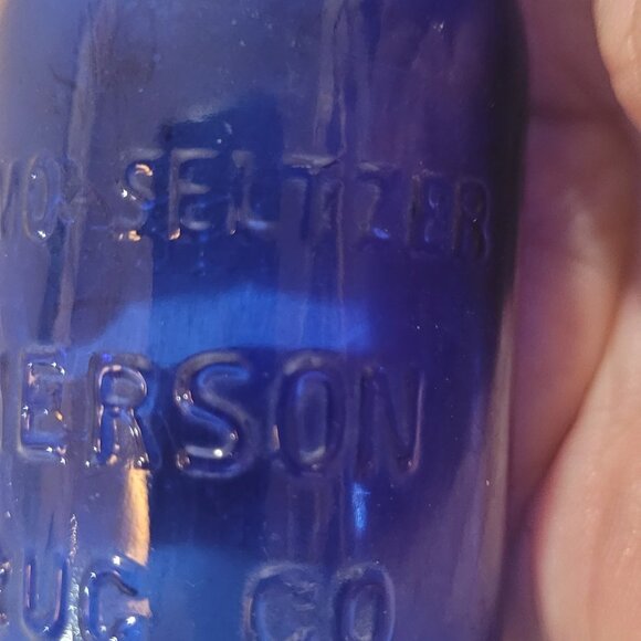 Antique BROMO SELTZER 4" Bottle Cobalt Blue Emerson Drug Co. Baltimore MD 1920s - Picture 10 of 10